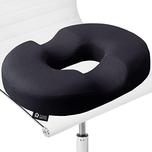 Donut Pillow Hemorrhoid Tailbone Cushion – Small Black Seat Cushion Pain Relief for Coccyx, Prostate, Sciatica, Pelvic Floor, Pressure Sores, Pregnancy, Perineal Surgery, Postpartum Recovery
