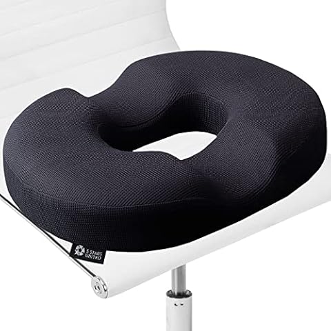 Donut Cushion Haemorrhoids Pillow - 100% Memory Foam Cushions with Non-Slip Bottom - Doughnut Ring To Sit On - Orthopedic Firm Seat for Home, Office, Wheelchair - Coccyx Pain Pressure Relief Cover