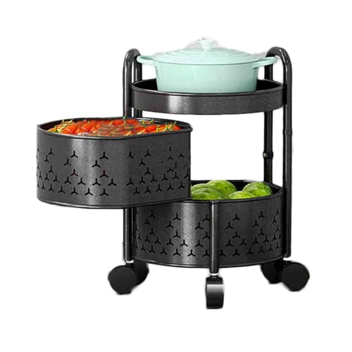 Cesta de almacenamiento multicapa giratoria con ruedas de ventilación libre para alimentos 2