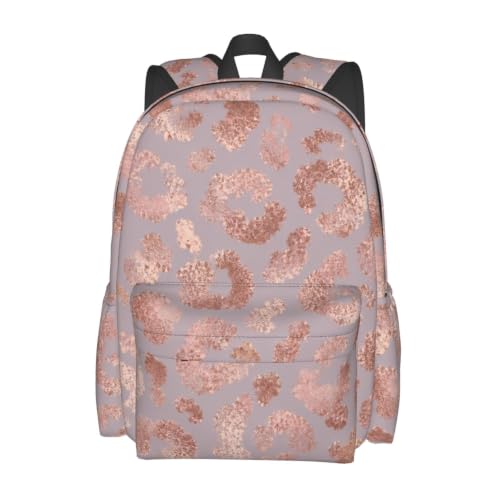 famliihw Rose Gold Leopard Skin Tote Backpack Bookbag Laptop Backpacks Multipurpose Daypack for Boys Girls School Men Women Travel Hiking