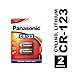 Panasonic CR123 zylindrische Lithium-Batterie für leichte Geräte mit hohem Energiebedarf wie Rauchmelder, Alarmanlage, Stirnplampe, Kameras, 3V, 2er Pack