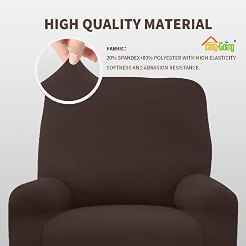Image of Easy-Going 4 Pieces Microfiber Stretch Recliner Slipcover - Spandex Soft Fitted Sofa Couch Cover, Washable Furniture Protector with Elastic Bottom for Kids,Pet (Recliner,Chocolate