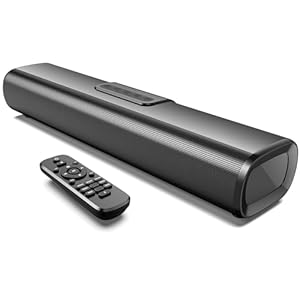 Sound Bar for TV, 50Watts-16 Inches Small Bluetooth Sound Bar with HDMI(ARC), Optical, AUX and USB Inputs, Wall Mountable TV Soundbar with Remote Control and Surround Sound for PC, Gaming