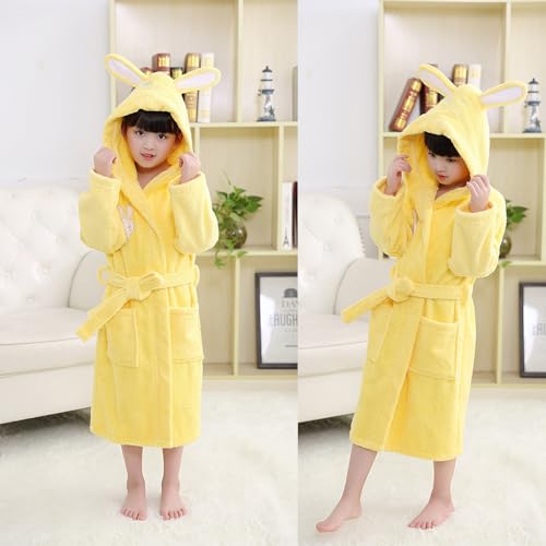 Kids Bathrobe Soft Hooded，Boys Girls Rabbit Ears Cotton Towel Robe, Lovely Comfortable Loungewear 4-12 Years3