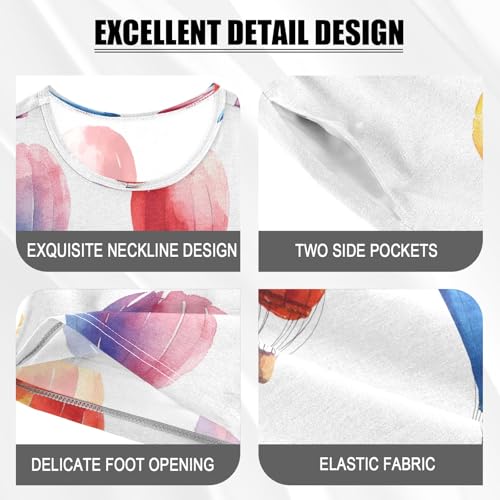 senya Hot Air Balloon Color A Summer Pajamas Set Short Cotton Sleepwear 2 Piece4