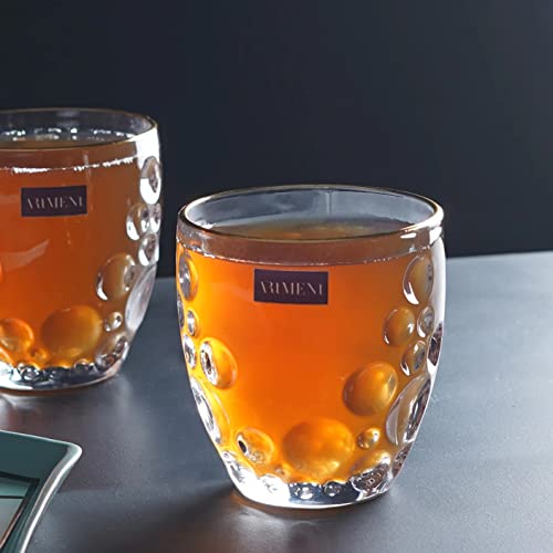 Image of The Artment your artistic apartment Your Artistic Apartment Gold Rimmed BubbleSwirl Crystal Whiskey Glasses Set of 8 for Drinkng Water | Wine | Wishkey | Juice| Cocktail | Home, Kitchen and Bar