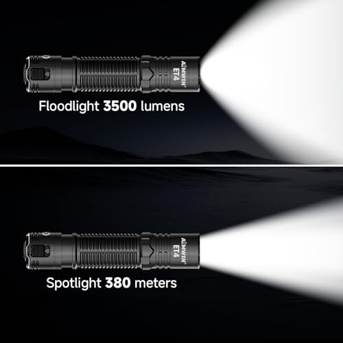 AIMWIN ET4 EDC Tactical Rechargeable Flashlight 3500 Lumens 380m Long Beam Throw 4 Brightness Levels with Instant Search/Turbo Modes One Touch Tail Button USB C Fast Charging Compact Handheld Torch — view 4