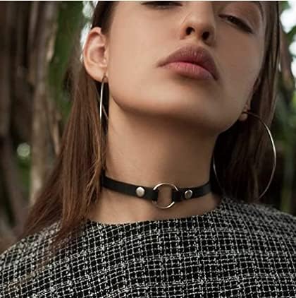 Zoestar Black Leather Choker Necklaces Circle Adjustable Collar Necklace for Women - Image 7