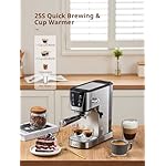 UDI Espresso Machines with LED Touch screen, 20 Bar Espresso Coffee machine for Lattes, Cappuccinos, Americano, Compact Cappuccino Latte Machine for Home, Silver - Image 5