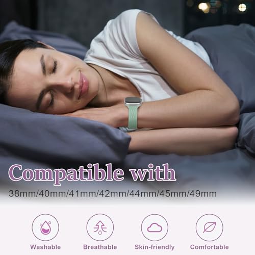 Image of Slim Braided Bands for Apple Watch Band 40mm 41mm 42mm 38mm 46mm 44mm 45mm 49mm Women,Stretchy Solo Loop Nylon Elastic Thin Narrow Skinny Strap for iWatch Ultra 3 SE 3 Series 11 10 9 8 7 6 5 4 3 2 1