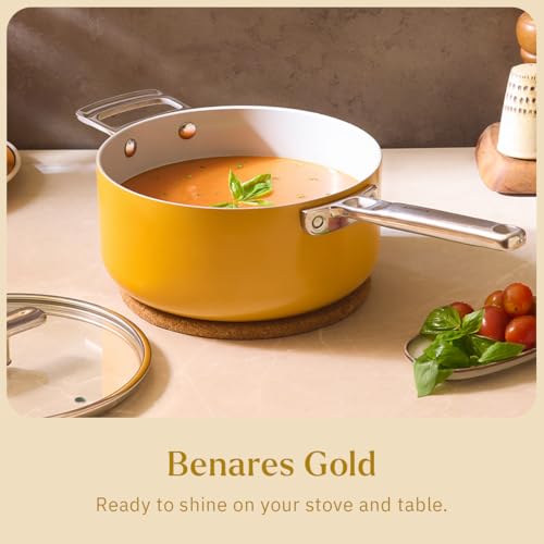 Ember Cookware Arcilla Ceramic Saucepan 20cm | Induction Cookware | Non Stick Pan with Glass Lid | ISI Certified | Ceramic Cookware | Tea Pan |... - Image 4