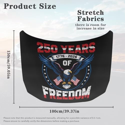 Image of July 4th USA Car Hood Cover Polyester Elastic Fabrics Can be Washed Suitable for Large SUV and Pickup Trucks