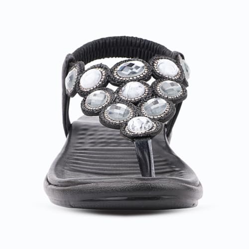 Image of Medifeet Women's Sparkling Stone-Studded Comfort Sandals | Soft Cushioned Midsole & Elastic Back Strap Fit