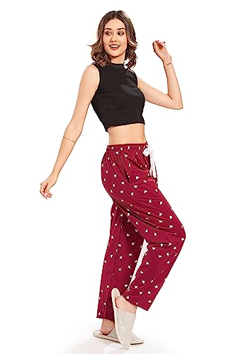 Image of WEET Women's Cotton Heart Printed Pyjama|Night Lounge Pants for Ladies