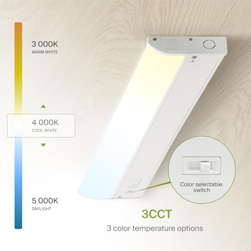 Image of ASD LED Under Cabinet Lighting, 24 inch 12W 822LM, Dimmable Hardwired Under Cabinet Lights for Kitchen, 3000K Soft /4000K Cool /5000K Daylight, Under Counter Light Fixtures, ETL, White 2 Pack