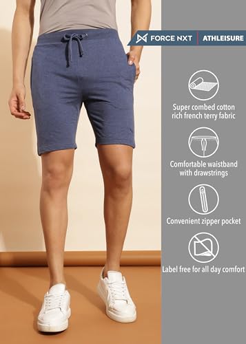 Image of Force NXT Bermuda Shorts for Men Pack of 1 Shorts for Men | Stretchable Shorts for Men with Side Pockets | Anti-Odour, Regular fit, Men's Sports Shorts