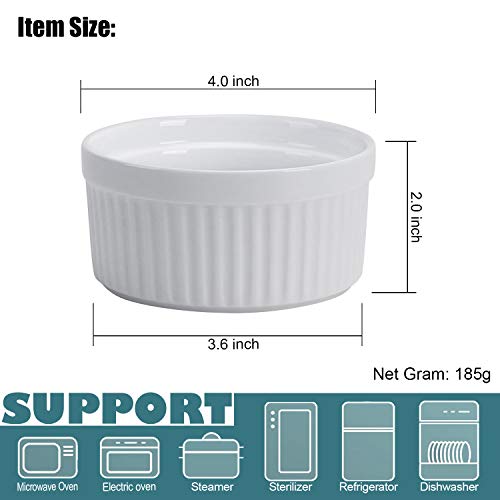 Ramekins 8 Oz, Set Of 8, Souffle Dishes Oven Safe Porcelain Ramekins For Creme Brulee, Custard, Lava Cakes, Pudding, Flan, Mini Desserts, Small Baking Dishes Ramekins Bowls #TOP1
