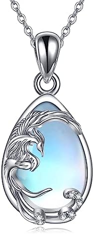 YAFEINI Sterling Silver Phoenix Necklace with Mushroom Pendant - ...