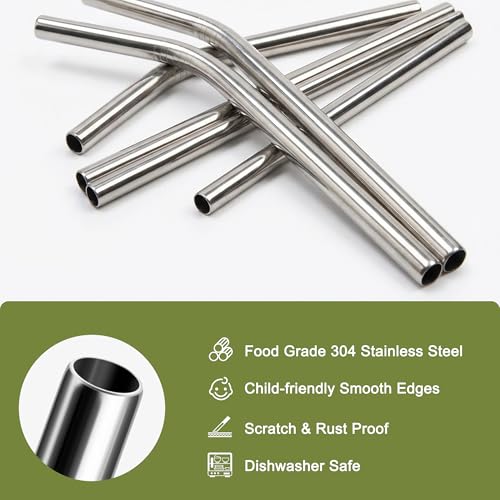 Metal Smoothie Straws 0.4'' Extra Wide Stainless Steel Reusable, 6 Pack by Diumepo - Used condition - Image 5