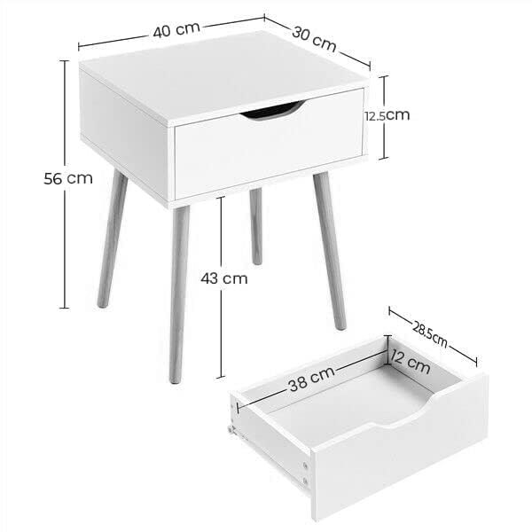 Image of End Table with Storage Rack Wooden Nightstand Bedside Table Storage Bookcase Nightstand Side End Table Living & Bed Rooms (Full White)