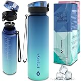 Embrava 32oz Sports Water Bottle - BPA & BPS Free - Fast-Flow Flip Top Lid - Leak Proof, Durable Tritan Plastic - 1 Liter, Spill Proof - For Gym, Fitness, Hiking, Workout & Travel