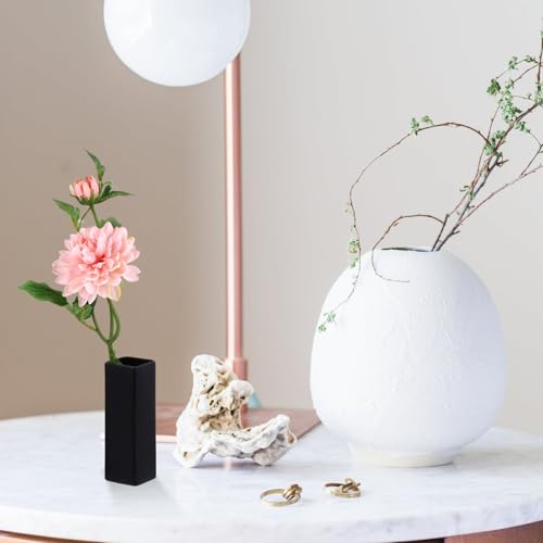 Vase carré en céramique noir pour décorer un bureau ou une table de salon - 6