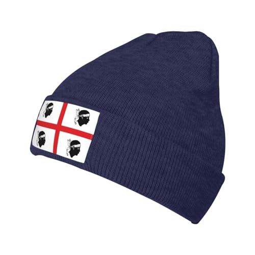 zerosevenee Drapeau de la Sardaigne, Italie Bonnets Chapeaux Hommes Femmes Hiver Tricot Bonnet Bonnet Acrylique Chaud Tête de Mort Cap, bleu marine, Taille unique