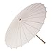 Luna Bazaar Paper Parasol (32-Inch, Perfect White) - Chinese/Japanese Paper Umbrella - For Weddings and Personal Sun Protection