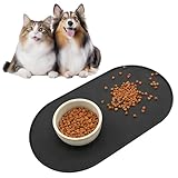 Napfunterlage Katzen 45cm x 25cm, Silikonmatte Hundenapf Unterlage Katzennapf, Napfunterlage Hund Schwarz, Futtermatte Katzen für Mittlere und Kleine Haustiere