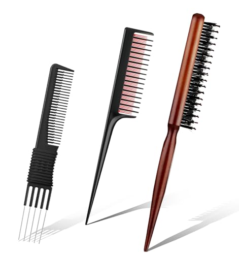 Teasing Combs for Women, 3 Pcs Hair Teasing Comb, Teaser Comb for Women Fine Hair, Slick Back, Volume, Backcombing