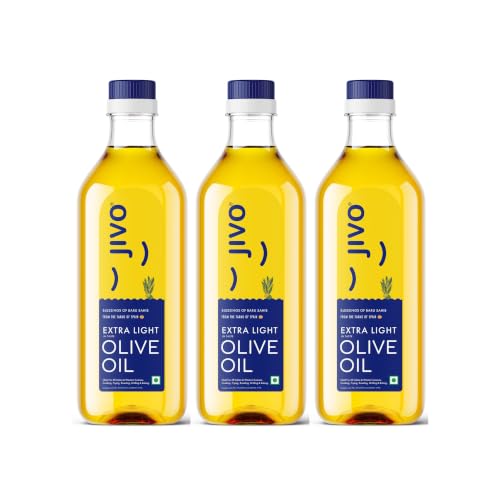Image of Jivo Extra Light Olive Oil 500ml | Imported from Spain | Everyday Use for Cooking, Dressings, Salad, Soups, Dips, and Marinades | Light, Flavorful High MUFA & Rich in Antioxidants (Pack of 3)
