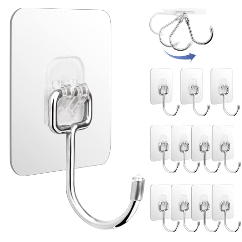 Ganchos adhesivos para pared 12 Piezas, EAONE Grande ganchos Cover