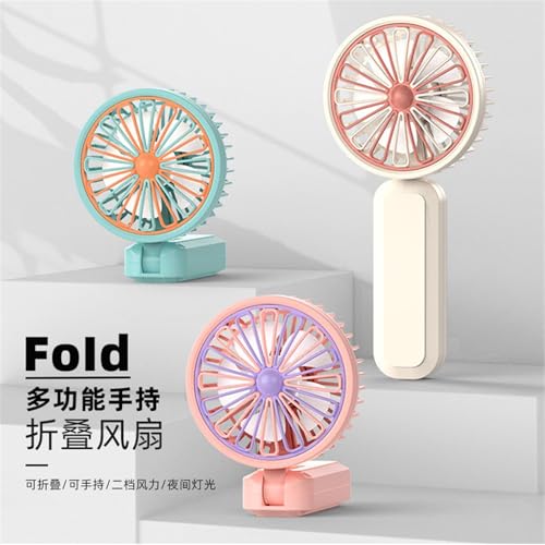 Mini ventilateur USB pliable de table orientable vert menthe et lampe de chevet - 4