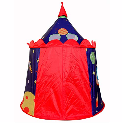 Play Tipi Tent Kinderen Indoor Speelhuis Kosmisch Kasteel Tent Opvouwbare Katoenen Canvas Tipi Fotografie Tipi Met Draagtas Voor Meisjes Jongens Baby's Peuter (Kleur: Blauw Rood, Maat: Zoals getoond) - Afbeelding 3