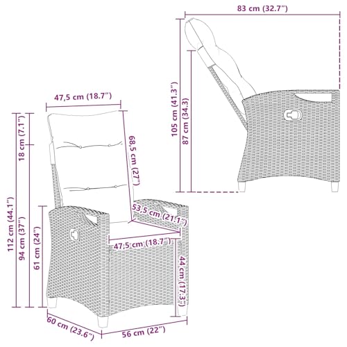 Chaise de jardin pliante marron réglable avec dossier rembourré confortable