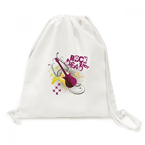Toile drawstring backpack fini les sacs lourds avec ce motif guitare