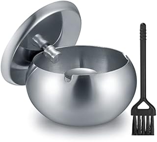 Stainless Steel Ashtray with Lid, Ashtray Outdoor, Windproof Ashtrays for Cigarettes, Metal Ash Trays Rainproof for Indoor Outdoors, Ash Holder for Home Garden Bar Office Hotel Restaurant