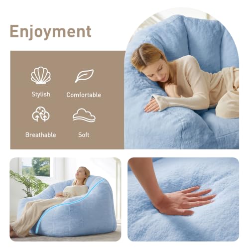 Image of HUGHEAVEN Max Giant Bean Bag Chair, Bean Bag Sofa for Adults & Teens | Oversized Soft Comfy Fluffy Floor Lounge Chair with Armrests, Large Bean Bag Couch for Gaming, Reading & Relaxing