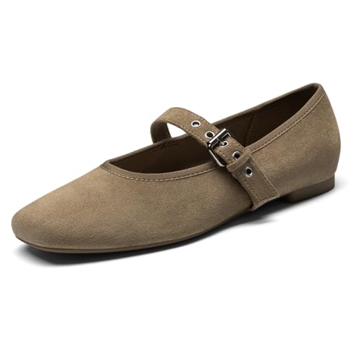 Image of Rihero Mesh Ballet Flats for Women Square Toe Mary Jane Flats Comfortable Casual Ballerina Shoes