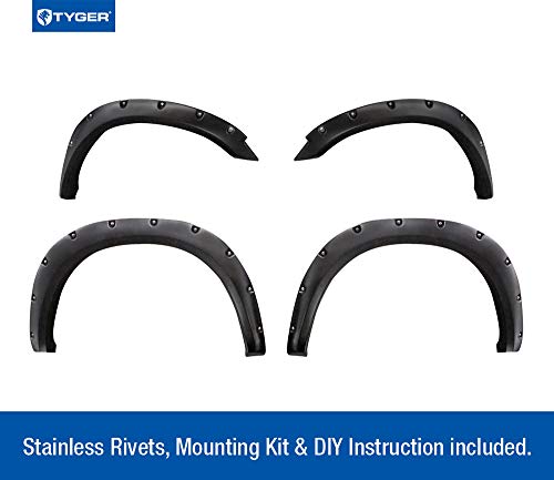 Tyger Auto Tg-Ff8D4138 For 2010-2018 Dodge Ram 2500 3500 (Only Fit Fleetside Models With 76.3" & 98.3" Bed) | Paintable Smooth Matte Black Pocket Bolt-Riveted Style Fender Flare Set, 4 Piece #TOP1