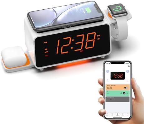 Alarm Clock Radio With APP Control, 15W Wireless Charger, FM Radio,Two Charging Ports, Dual Alarm, Sleep Timer, Snooze, Auto-Manual Dimmer, Night Light, LED Display Clock Radio ITOMA 207A - View #6