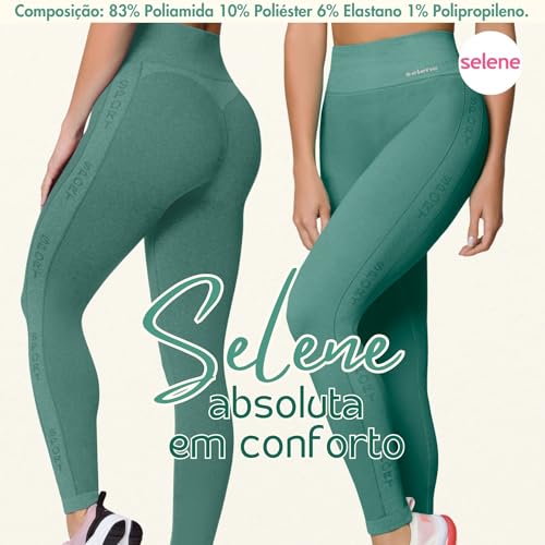 Selene Calça Legging Academia Sem Costura Cintura Alta Fitness Feminino Adulto, Verde Mescla, G