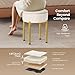 Memobarco 18-Inch Velvet Vanity Stool Chair with Storage, Vanity Bench with 4 Golden Metal Legs & Anti-Slip Adjustable Feet,Round Storage Ottoman Stool with Removable Soft Padded Seat, Beige
