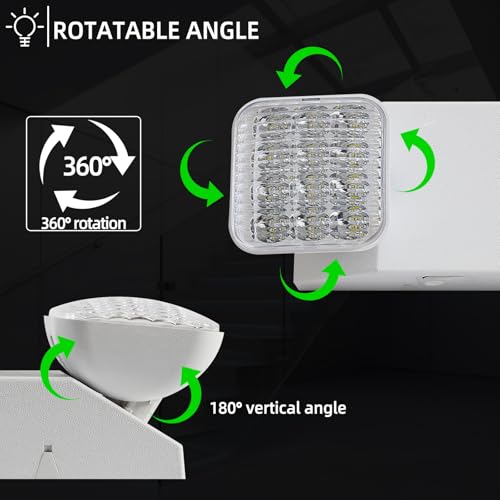 Enjvvs Emergency Light, LED Emergency Lighting with Battery Backup, 2 Adjustable Heads, Commercial Emergency Lights Combo for Business, 120V/277V AC, UL Listed, 1 Pack - Image 4