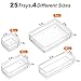 SMARTAKE 25-Piece Drawer Organizer with Non-Slip Silicone Pads, 4-Size Desk Drawer Organizer Trays Storage Tray for Makeup, Jewelries, Utensils in Bedroom Dresser, Office and Kitchen (Clear)