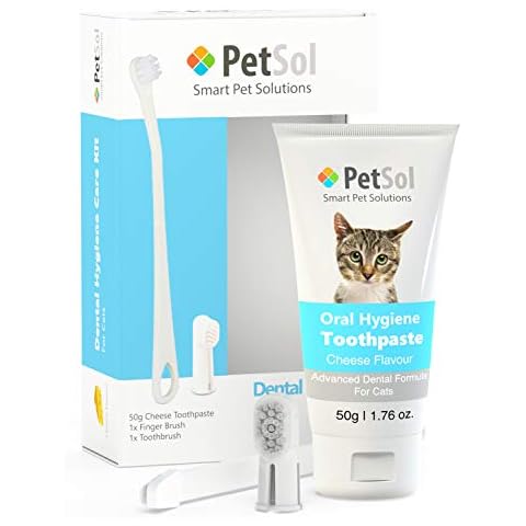 PetSol Dental Care Kit Cat Toothpaste (50g) with 2 x Pet Toothbrushes to Clean Cat's Teeth, Remove Plaque and Tartar, Improve Gum, Tooth Health & Pet Oral Hygiene Cover