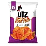 Utz Quality Foods Red Hot Flavored Potato Chips, Family Size Bags (3 Bags)