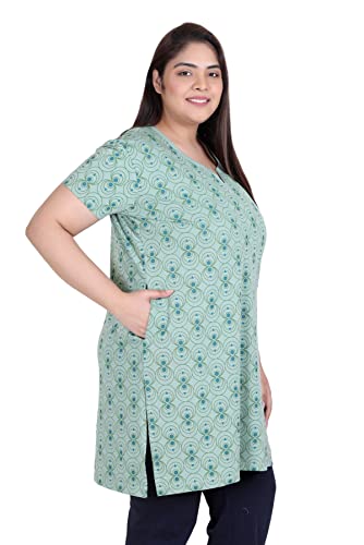 Image of In Love Women's Cotton Plus Size Longline T-Shirt Half Sleeve with Pockets | Cotton fabric - soft longline T-shirt with easy plus-size fit