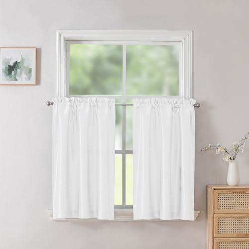 Chyhomenyc White Faux Silk Curtains