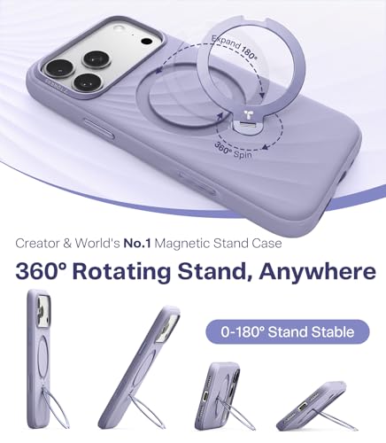 Image of TORRAS Q3 Wind for iPhone 17 Pro Case Silicone, 360 Magnetic Stand, Fit for MagSafe, Camera Control, Safe Soft Elegant Phone Case for iPhone 17 Pro 6.3'', Lilac Haze Purple